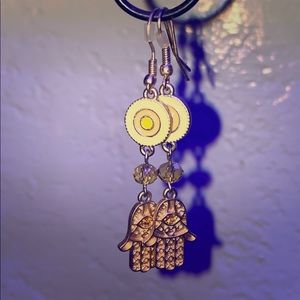 Yellow and gold hamsa earrings